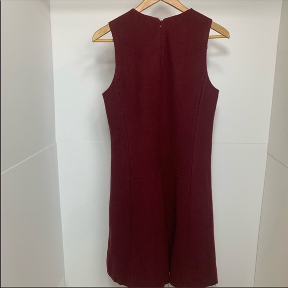 Madewell | Foyer Burgundy Shift Dress Wool Size 4 - Picture 4 of 5